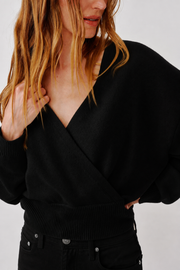 SABLYN KODA WRAP SWEATER - BLACK