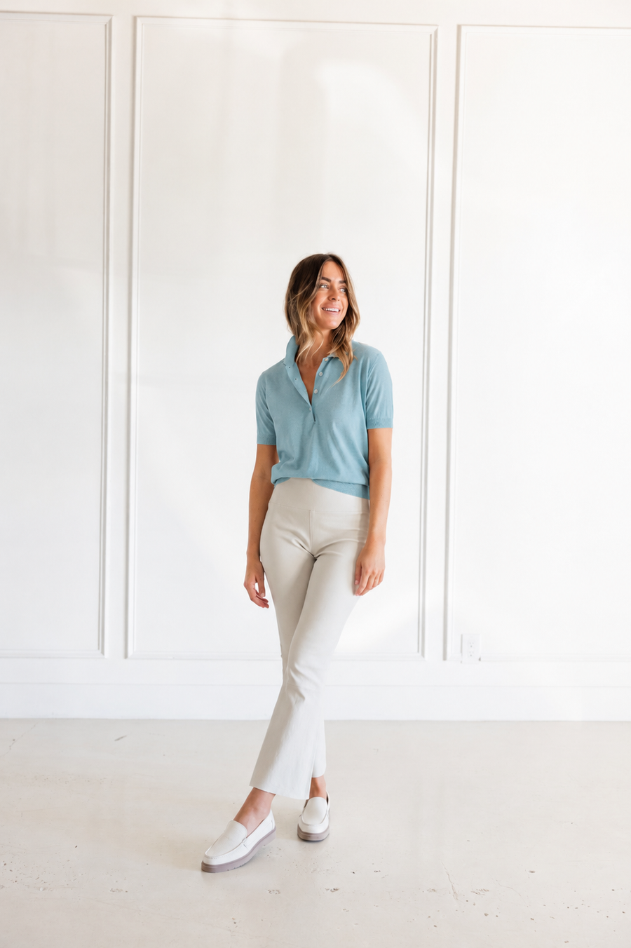DF 4 BUTTON COTTON POLO - AQUA