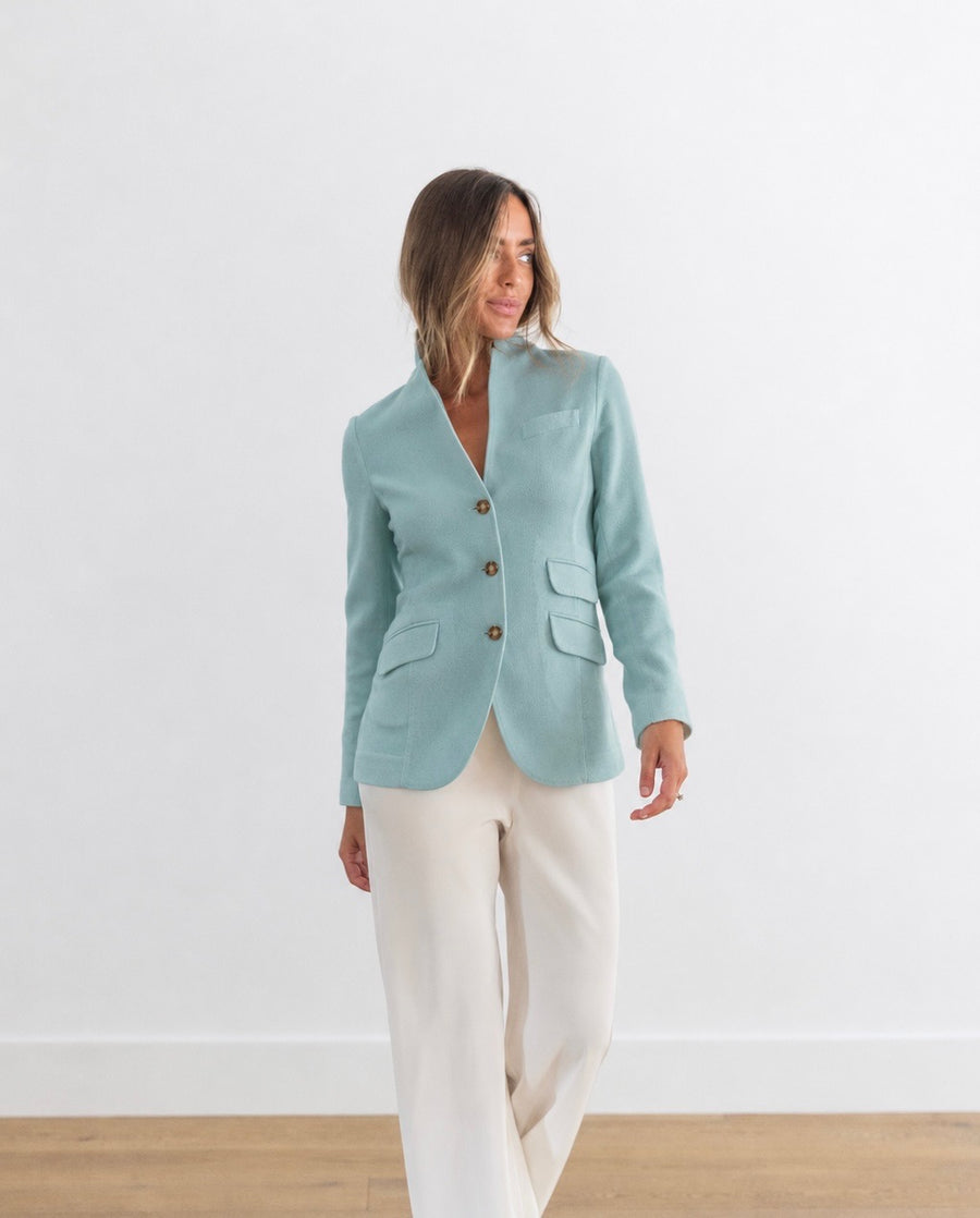 DF CASHMERE RIDING JACKET - SOFT MIST / AQUA