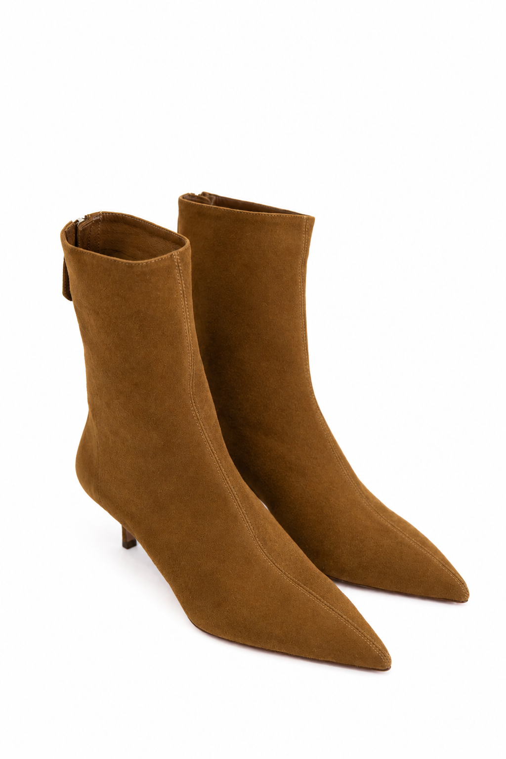 AQUAZZURA MONTMARTRE SUEDE BOOTIE - CHESTNUT
