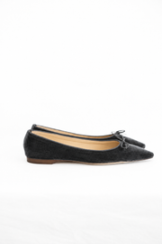 EMMA HOPE LOW BOW VELVET BALLET FLAT - CHARCOAL GREY