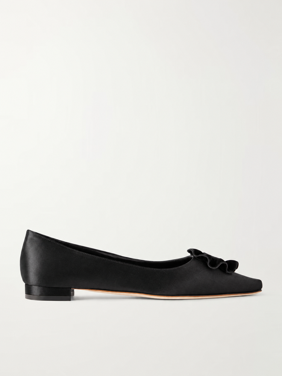 MANOLO BLAHNIK FORTANFLAT VISCONTI SATIN - BLACK
