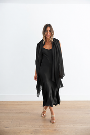 SABLYN TAYLOR V-NECK BIAS DRESS - BLACK