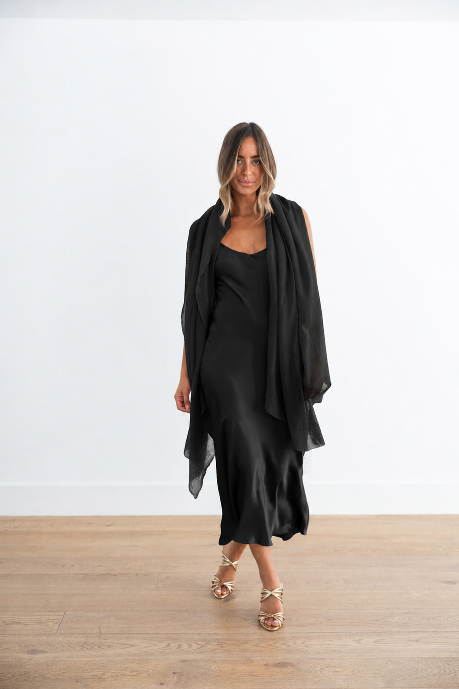 SABLYN TAYLOR V-NECK BIAS DRESS - BLACK