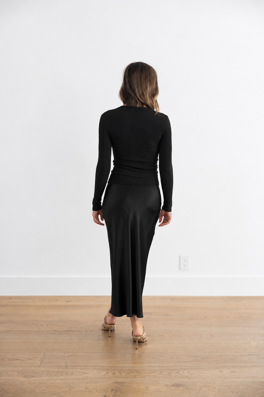 SABLYN TAYLOR V-NECK BIAS DRESS - BLACK