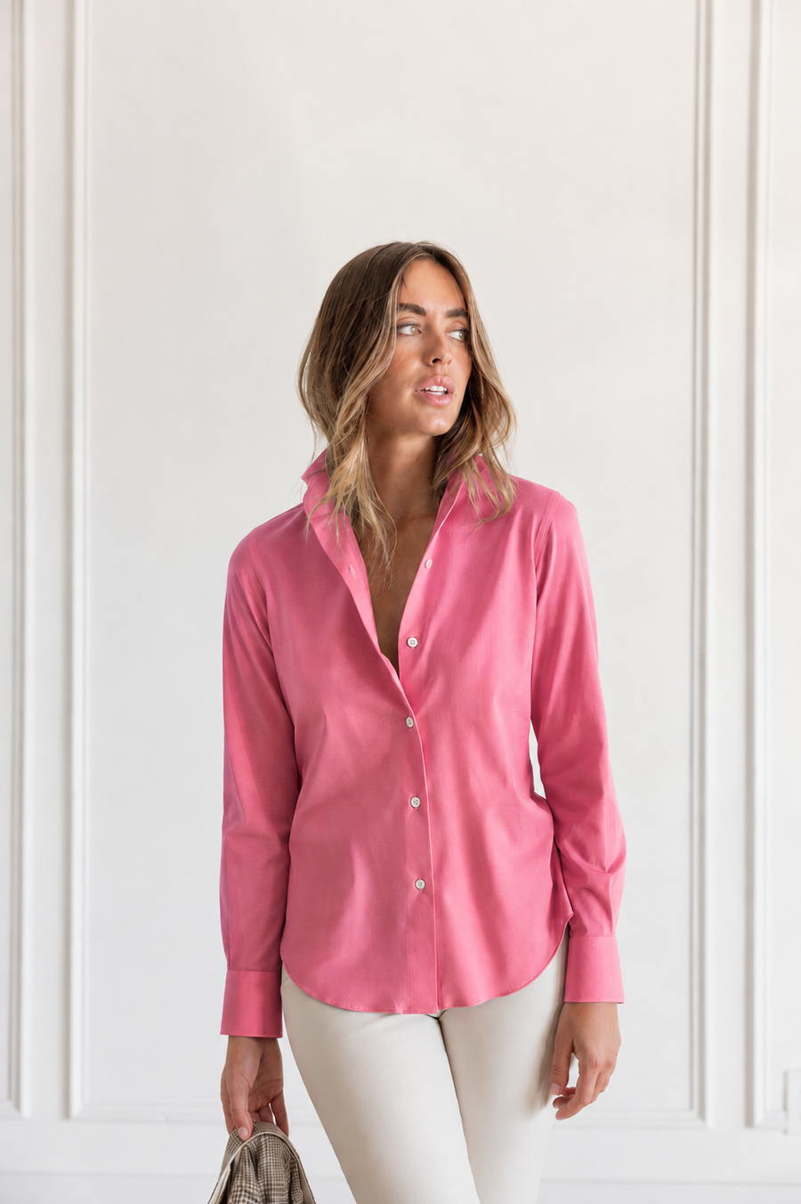DF ITALIAN MADE COTTON JERSEY SHIRT - FLAMINGO PINK
