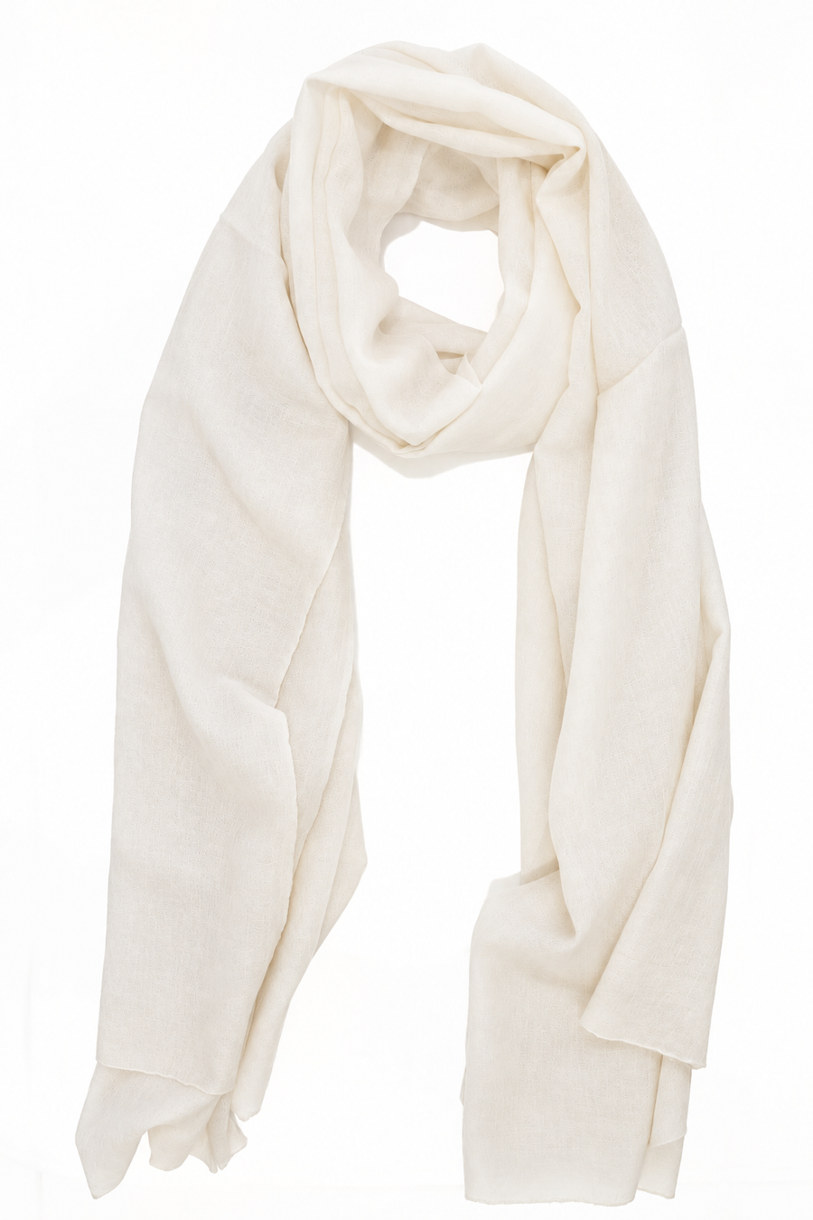 DF SHEER SUPERFINE CASHMERE SCARF - SNOW WHITE