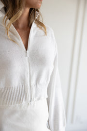 BRUNELLO CUCINELLI FULL ZIP KNIT CARDIGAN - WHITE