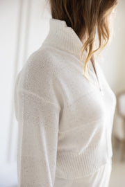 BRUNELLO CUCINELLI FULL ZIP KNIT CARDIGAN - WHITE