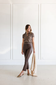 DF SHRUNKEN COTTON POLO - TRUFFLE