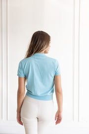 DF SHRUNKEN COTTON POLO - LIGHT AQUA