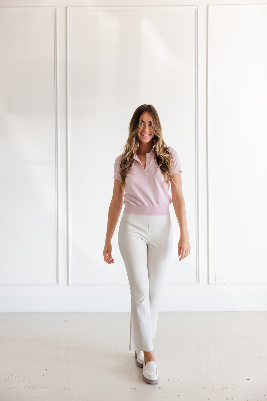 DF SHRUNKEN COTTON POLO - PINK