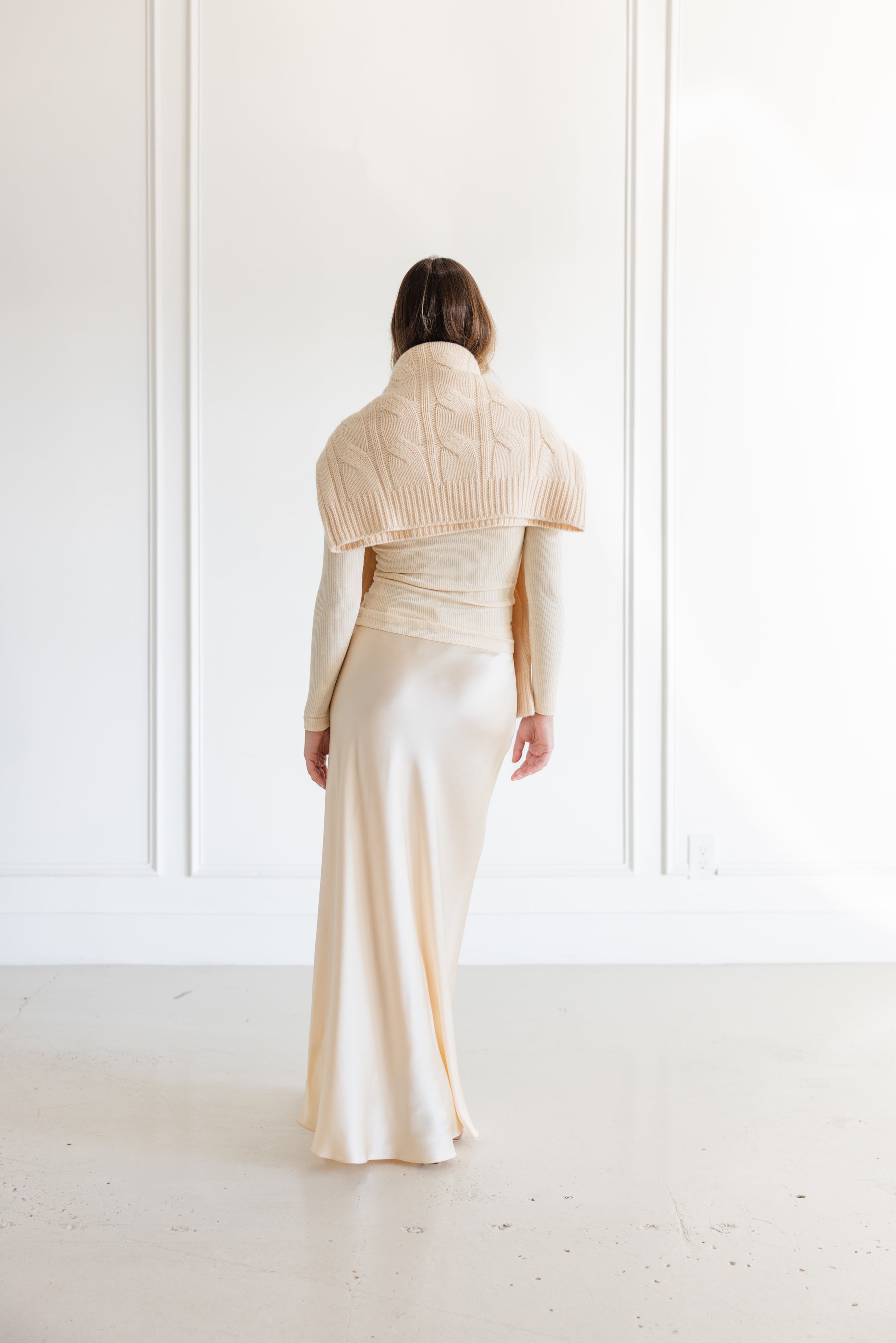 SABLYN MIRANDA SCALLOP TRIM BIAS CUT PULL ON SKIRT - BUTTERCREAM