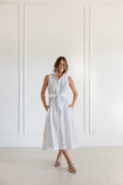 P.A.R.O.S.H. CANNES SLEEVELESS DRESS - WHITE