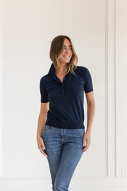 DF 4 BUTTON COTTON POLO - DARK NAVY