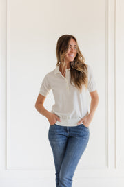 DF 4 BUTTON COTTON POLO - WHITE