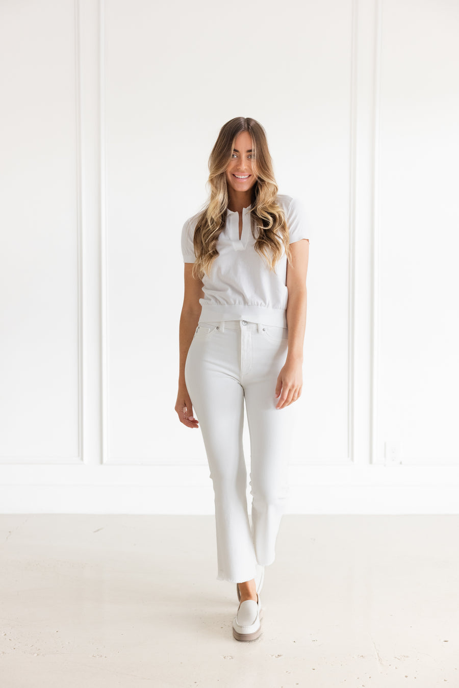 DF SHRUNKEN COTTON POLO - WHITE