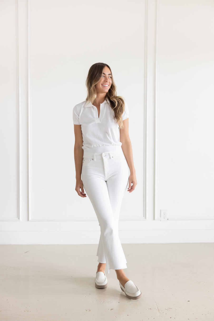 DF SHRUNKEN COTTON POLO - WHITE