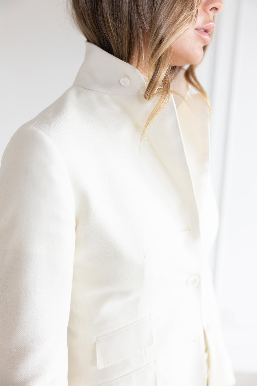 DF HERRINGBONE JACKET- IVORY