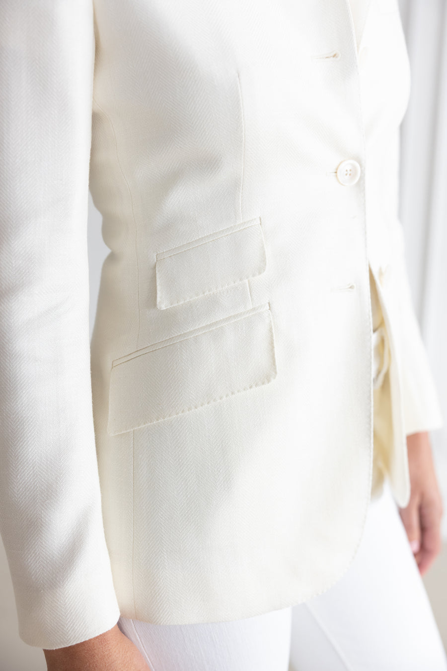 DF HERRINGBONE JACKET- IVORY