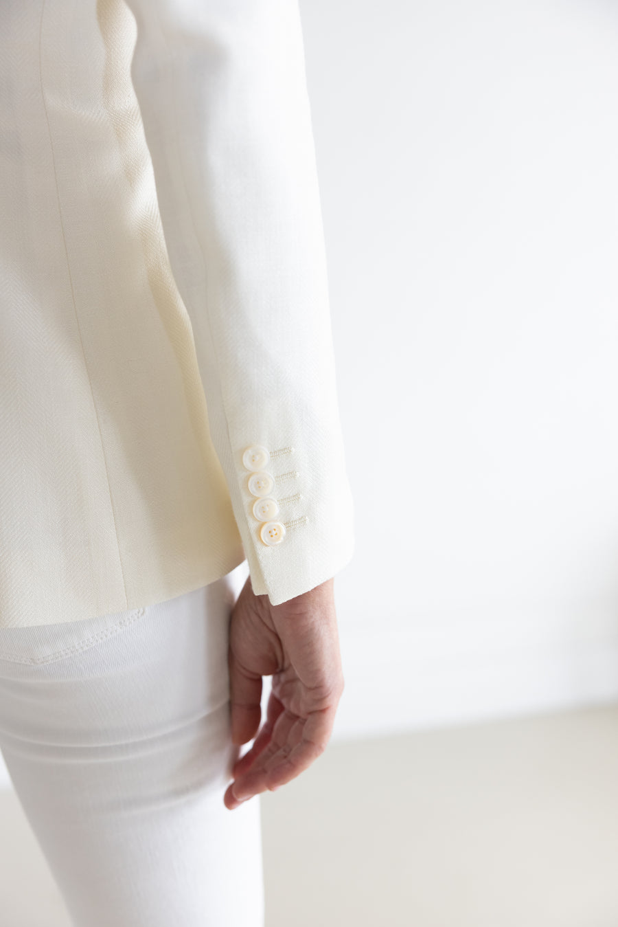 DF HERRINGBONE JACKET- IVORY