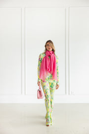 LEONARD PARIS IZEL FLARE FLORAL PANT - YELLOW
