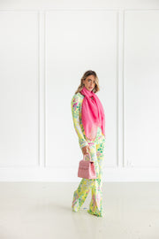 LEONARD PARIS IZEL FLARE FLORAL PANT - YELLOW