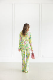 LEONARD PARIS IZEL FLARE FLORAL PANT - YELLOW