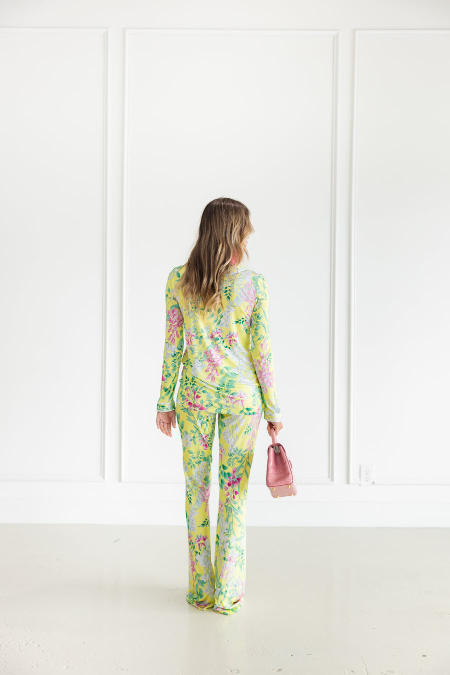 LEONARD PARIS IZEL FLARE FLORAL PANT - YELLOW