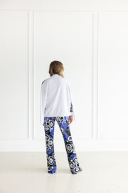 LEONARD PARIS GENN  CARDIGAN  MYKONOS FRONT BLANC NEMESIS - WHITE/BLACK/PURPLE
