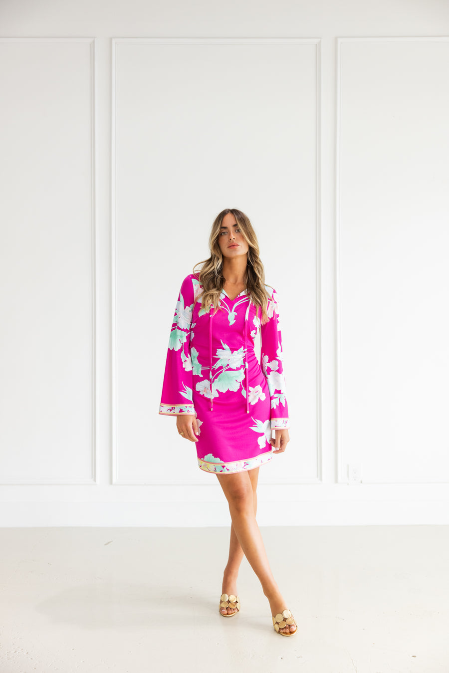 LEONARD GAVOTSK DRESS - HOT PINK/GREEN/YELLOW