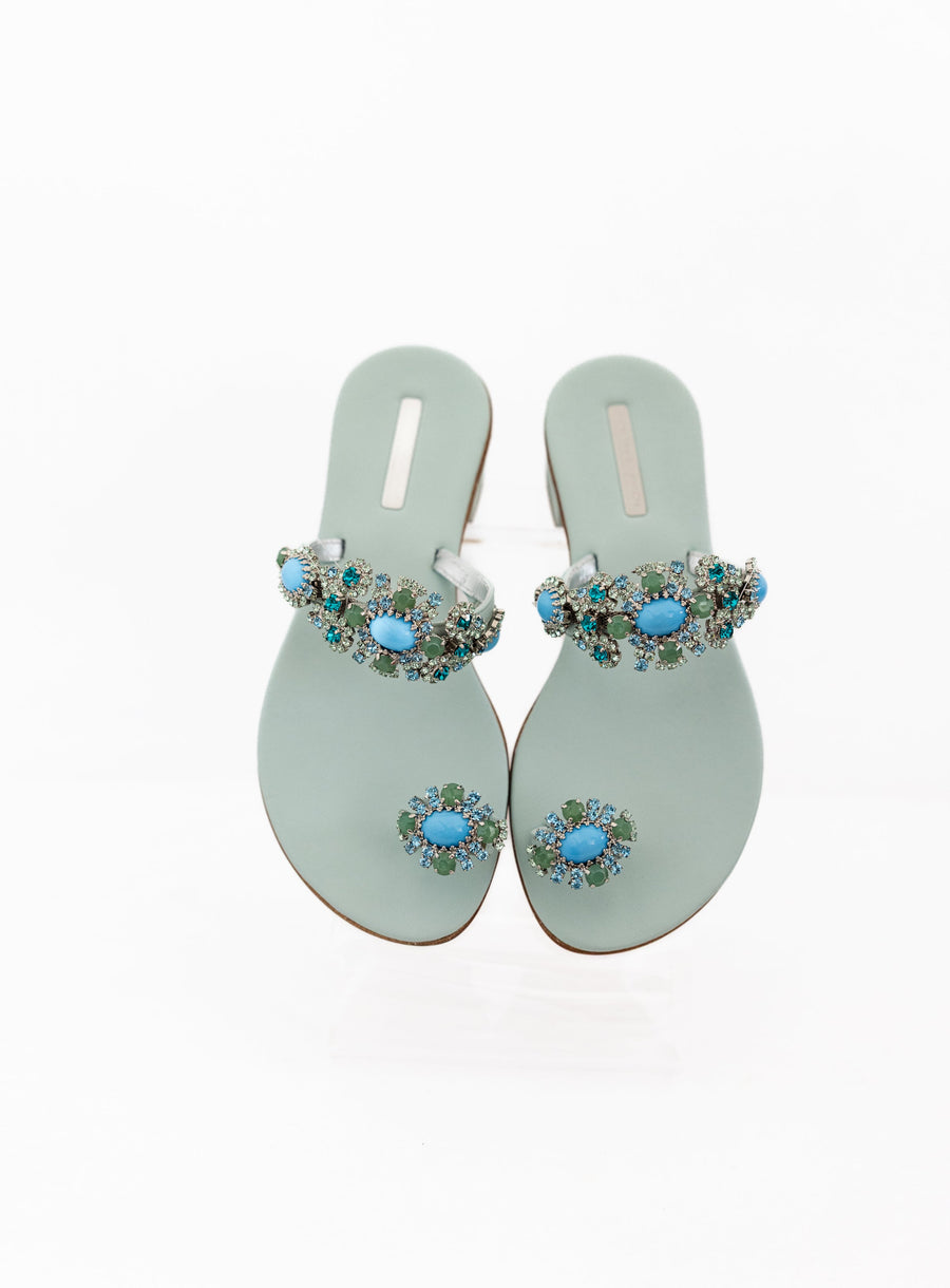 Emanuela Caruso Capri Sandal in Turquoise