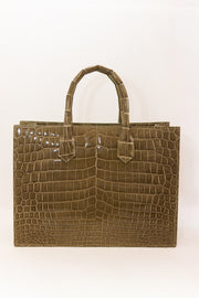 SCOTSTYLE GLAZED MEDIUM TOTE IN CROC - SAGE