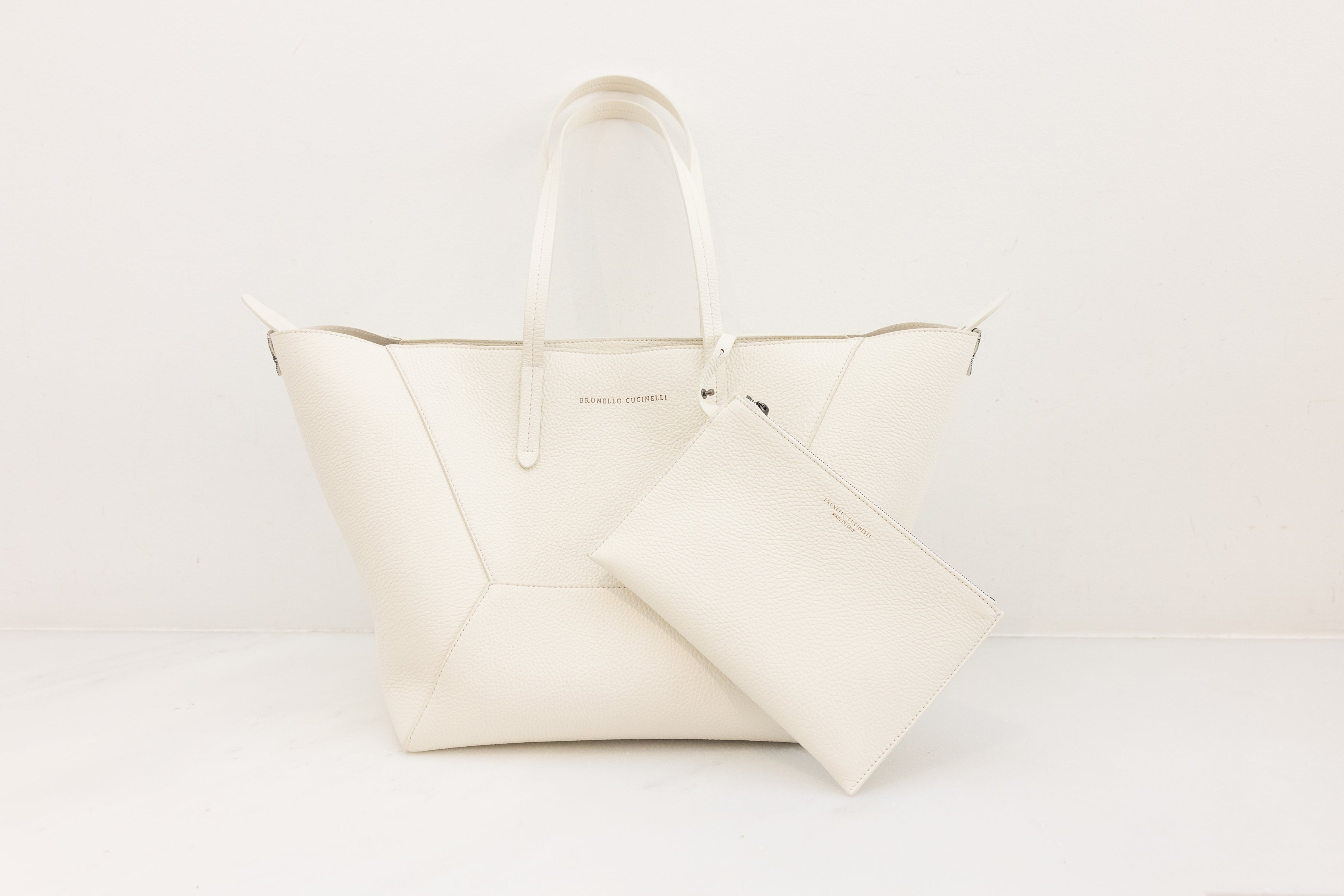 BRUNELLO CUCINELLI MEDIUM DUO TOTE BAG - IVORY/WHITE