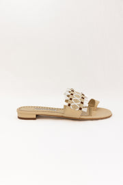 MANOLO BLAHNIK BRAVA FLAT SLIP ON - DARK CREAM