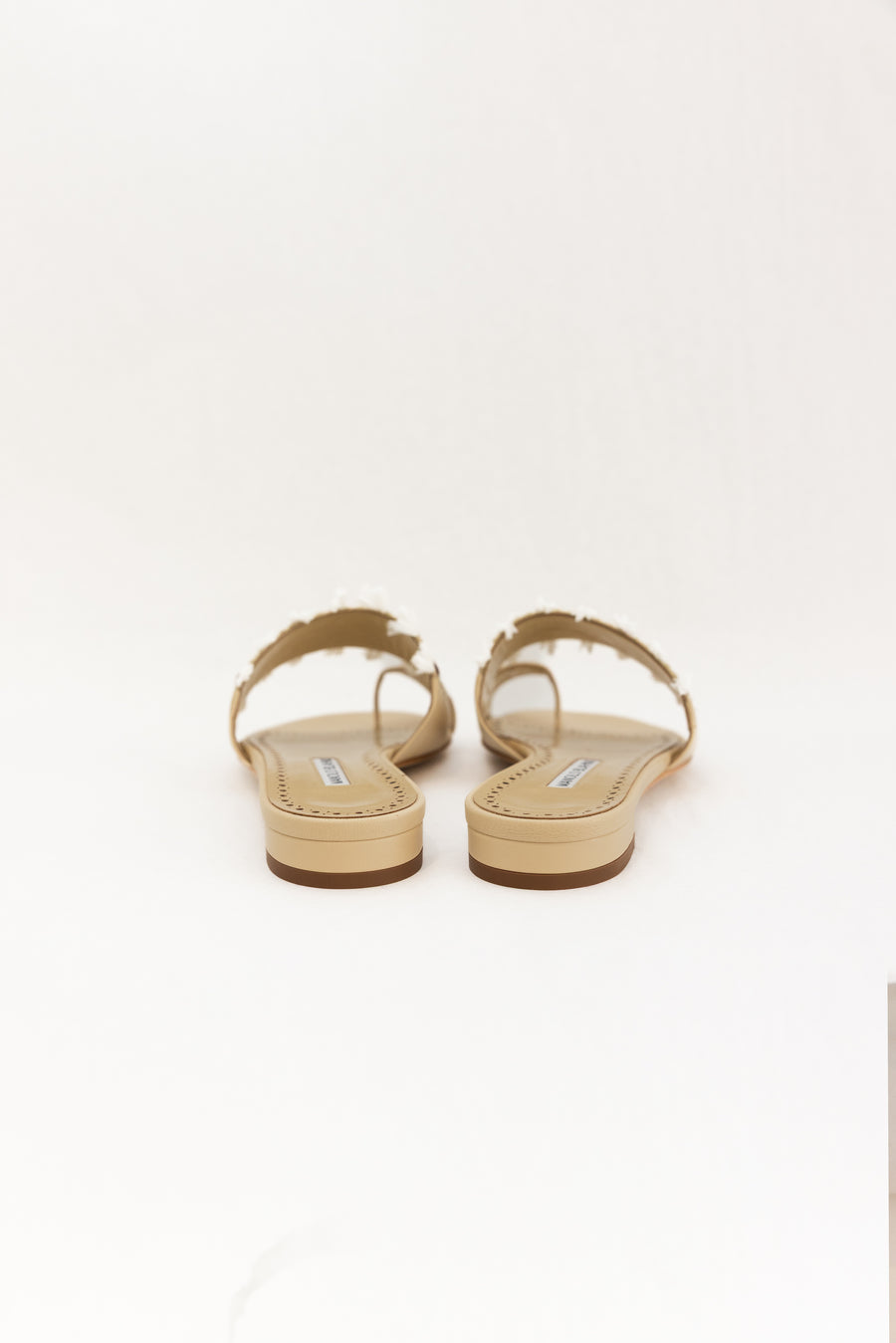MANOLO BLAHNIK BRAVA FLAT SLIP ON - DARK CREAM