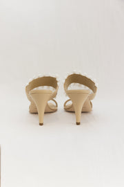 MANOLO BLAHNIK EFESO 70 FRINGED RAFFIA AND LEATHER SANDAL - DARK CREAM