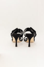 MANOLO BLAHNIK GABLE SUEDE OPEN TOE MULES - BLACK