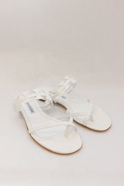 MANOLO BLAHNIK MAURA LEATHER SANDAL - WHITE