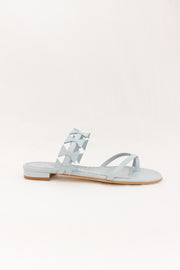 MANOLO BLAHNIK MAURA LEATHER SANDAL - LIGHT BLUE