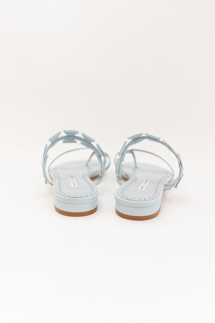 MANOLO BLAHNIK MAURA LEATHER SANDAL - LIGHT BLUE