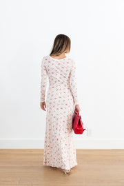 FALIERO SARTI PRINTED LONG DRESS - BLUSH/WHITE