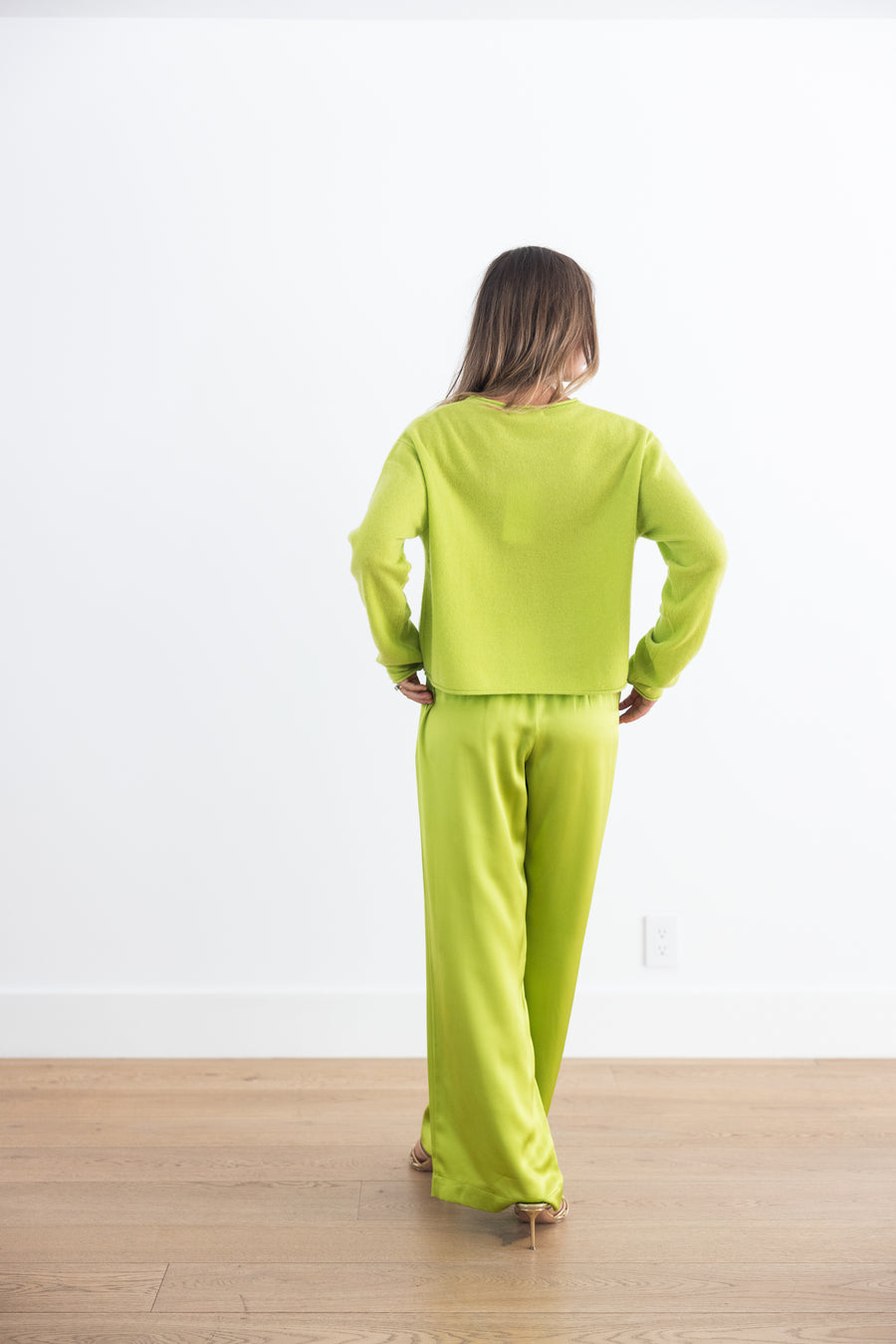 SABLYN BRYNN HIGH RISE PULL ON WIDE LEG PANT - CHARTREUSE