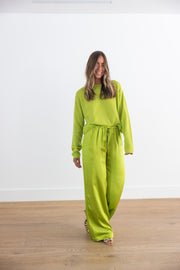 SABLYN SILK GEMMA PULL ON STRAIGHT LEG PANT - CHARTREUSE