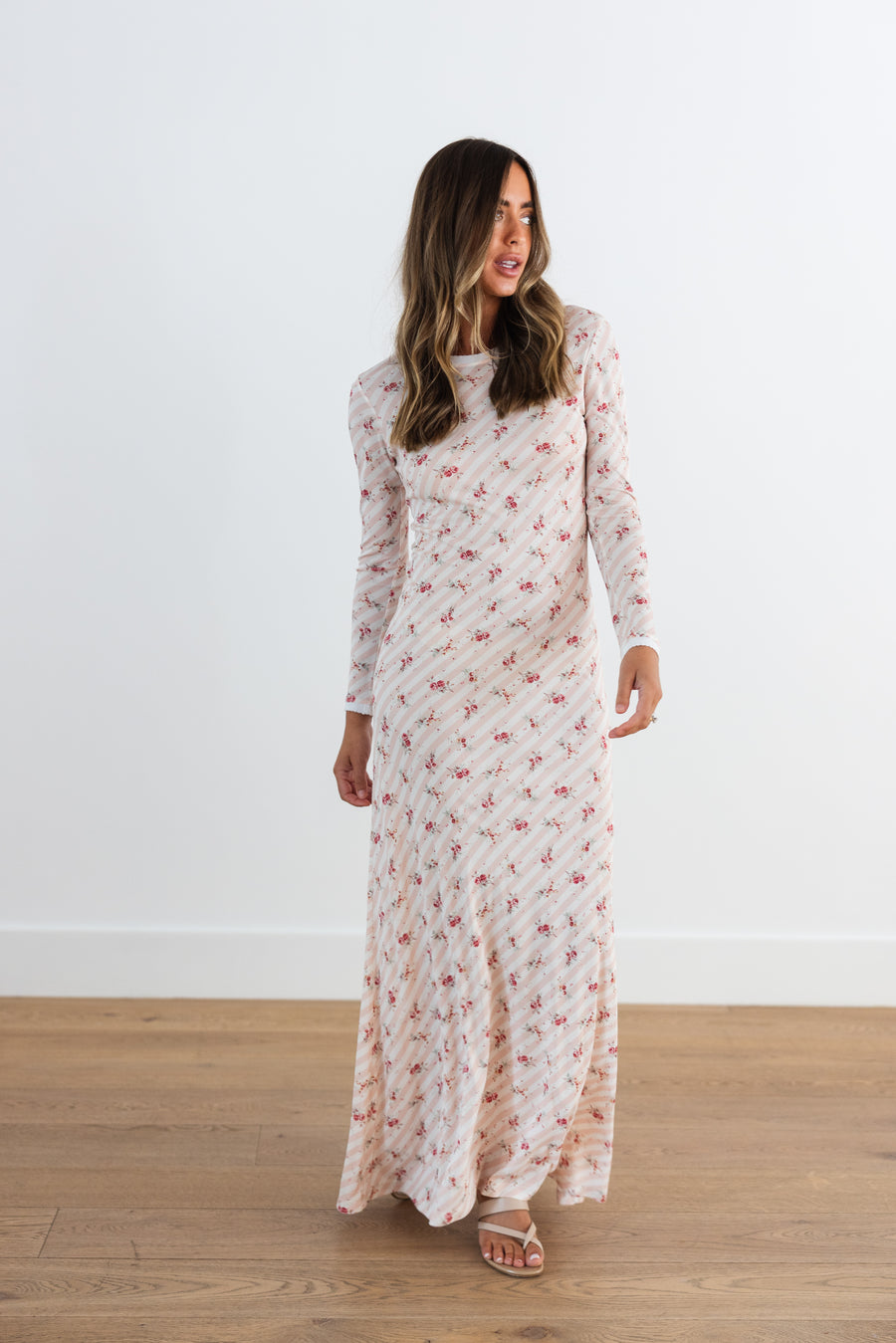 FALIERO SARTI PRINTED LONG DRESS - BLUSH/WHITE