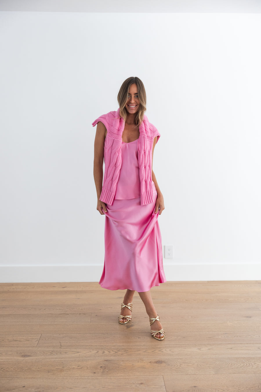 SABLYN MIRANDA SCALLOP TRIM BIAS CUT SILK SKIRT - DAHLIA PINK