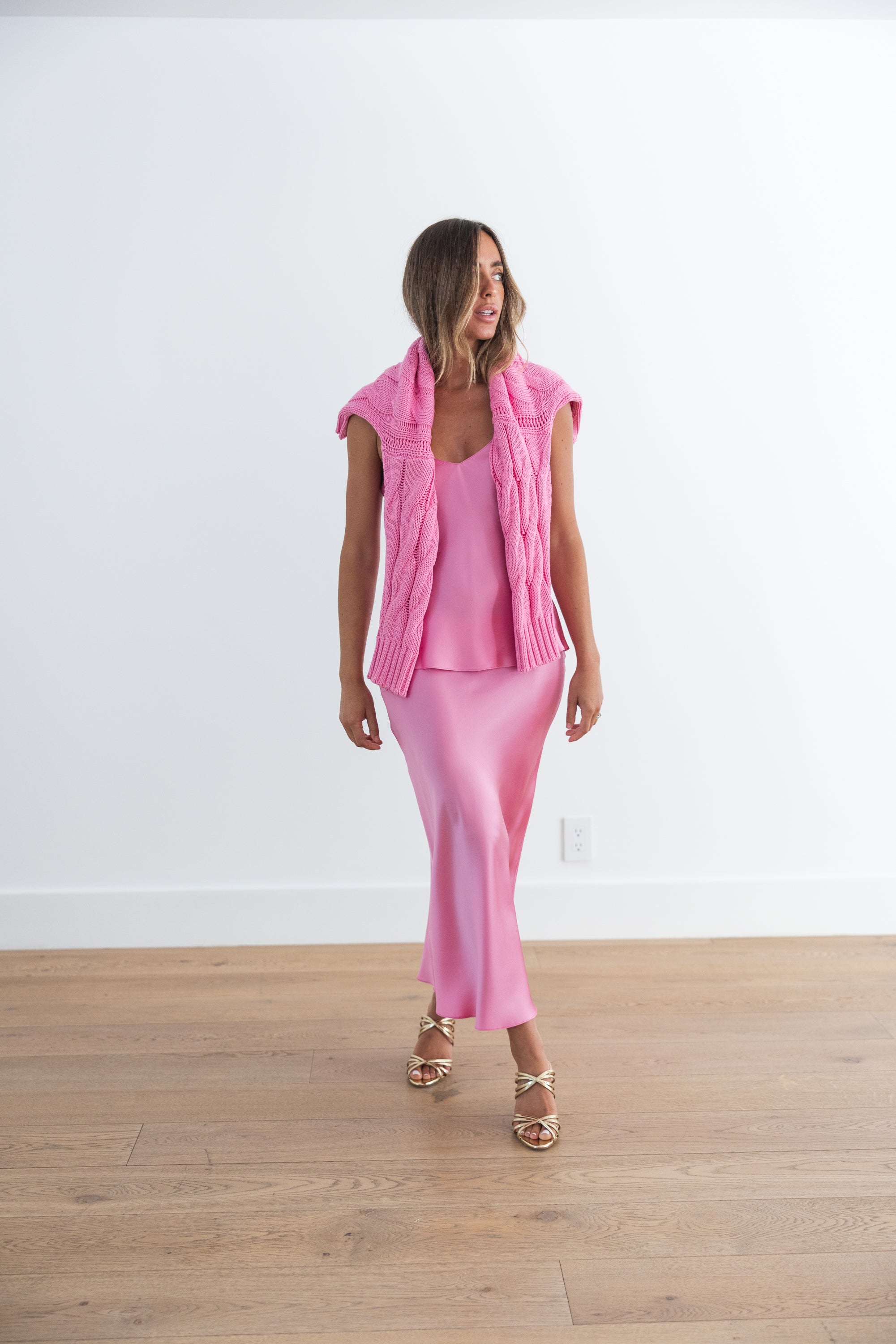 SABLYN MIRANDA SCALLOP TRIM BIAS CUT SILK SKIRT - DAHLIA PINK