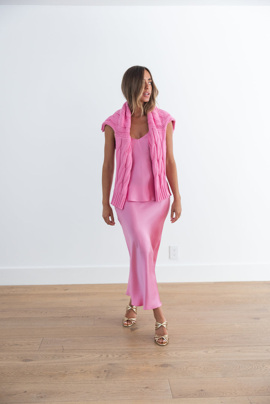 SABLYN MIRANDA SCALLOP TRIM BIAS CUT SILK SKIRT - DAHLIA PINK