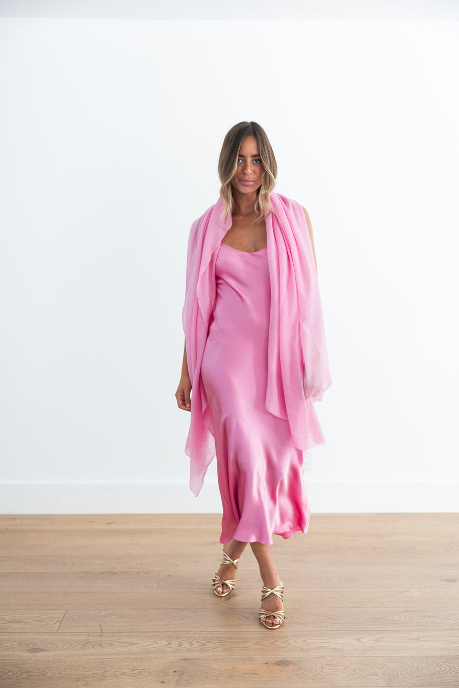 SABLYN TAYLOR V-NECK BIAS DRESS - DAHLIA PINK
