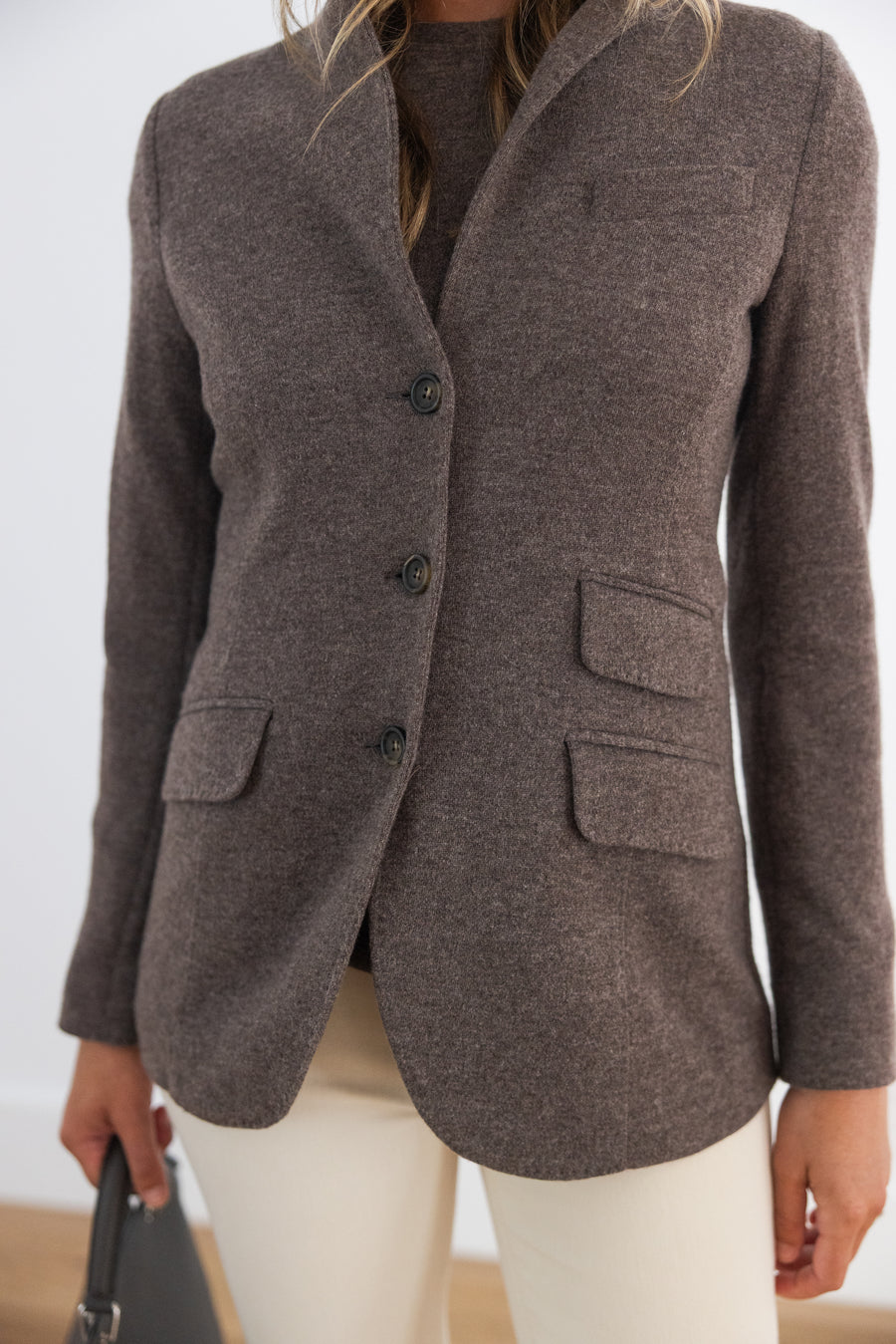 DF CASHMERE RIDING JACKET - TRUFFLE MELANGE